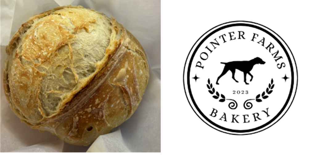 Loaf of bread and the Pointer Farms Bakery logo